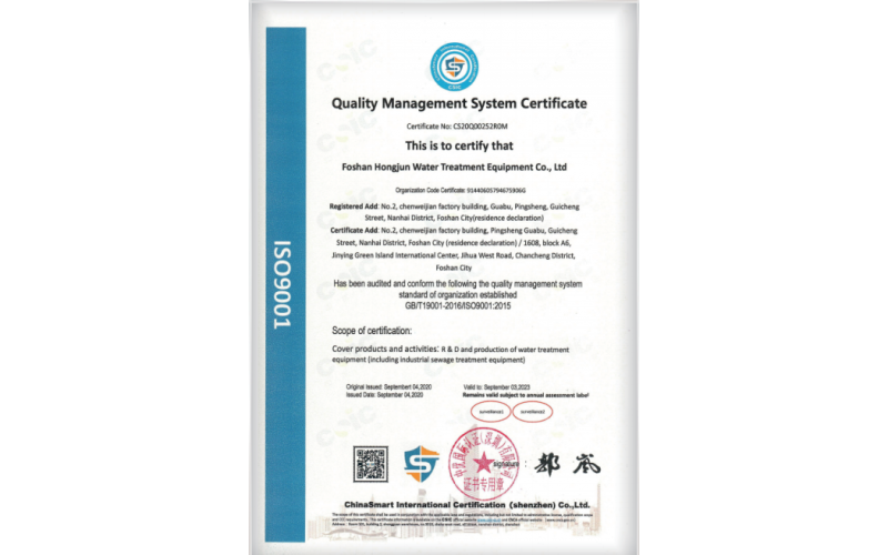 Quality Management System Certificate